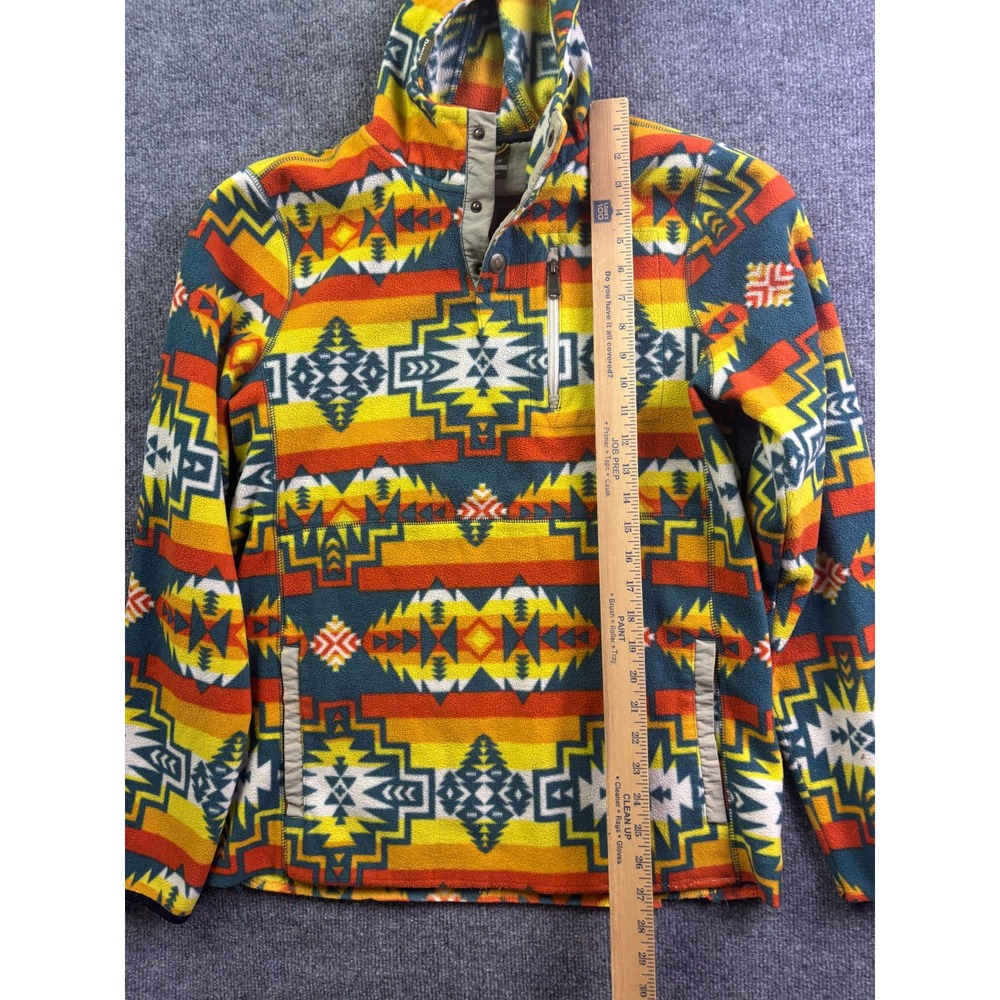 Dravus Fleece Hoodie Mens Large Multicolor Southwestern Aztec Snap Neck Pullover - Picture 3 of 7